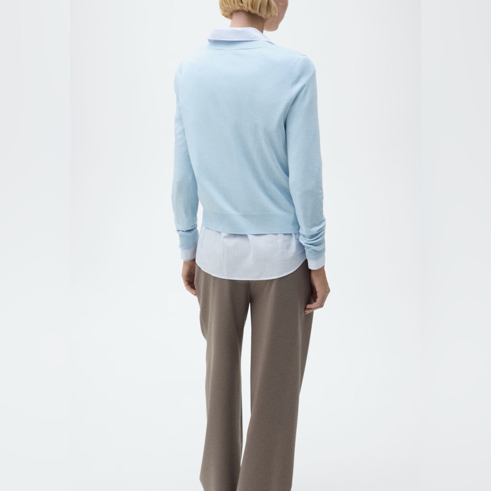 Mango Sky Blue V-Neck Sweater NWT - Picture 4 of 5